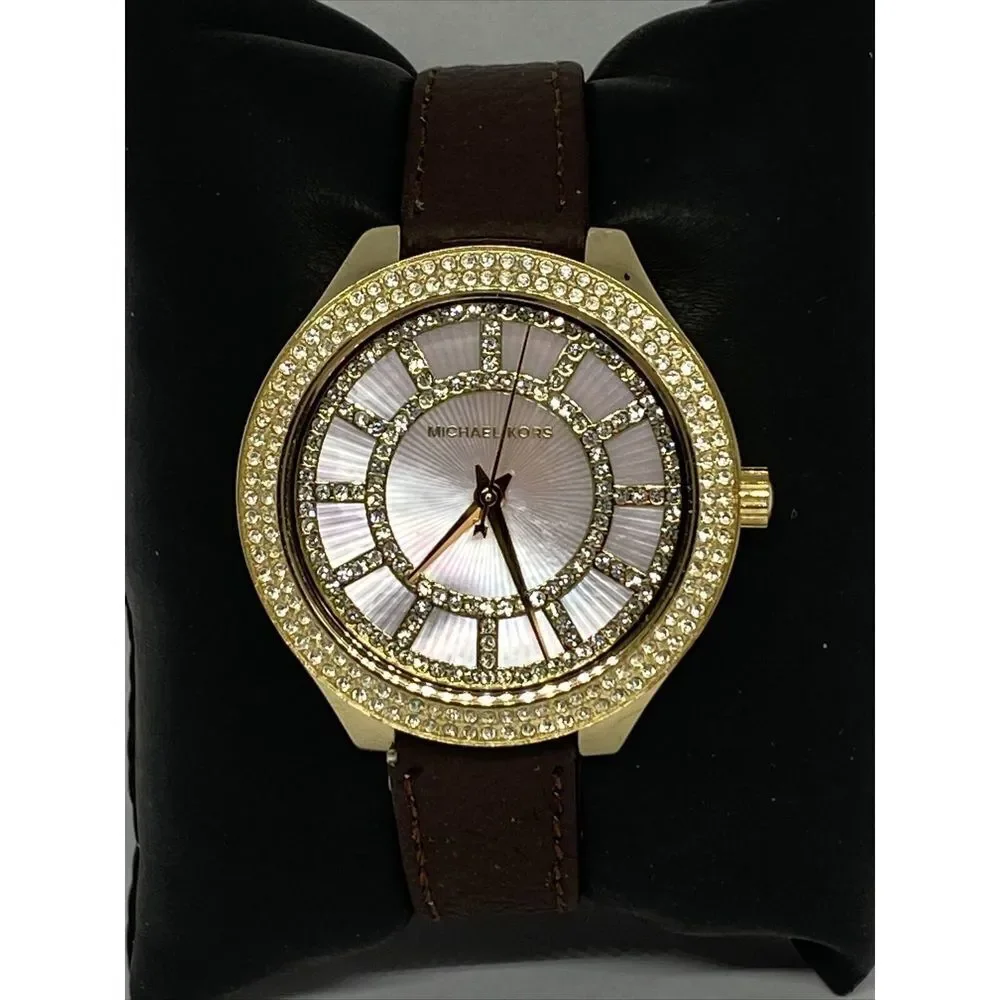Michael Kors MK3396 Women's Brown Leather Analog Dial Quartz Genuine Watch HK940